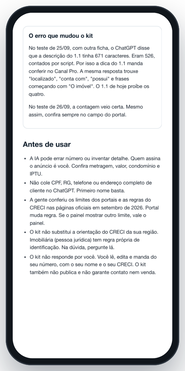 Páginas do PDF O erro que mudou o kit e Antes de usar