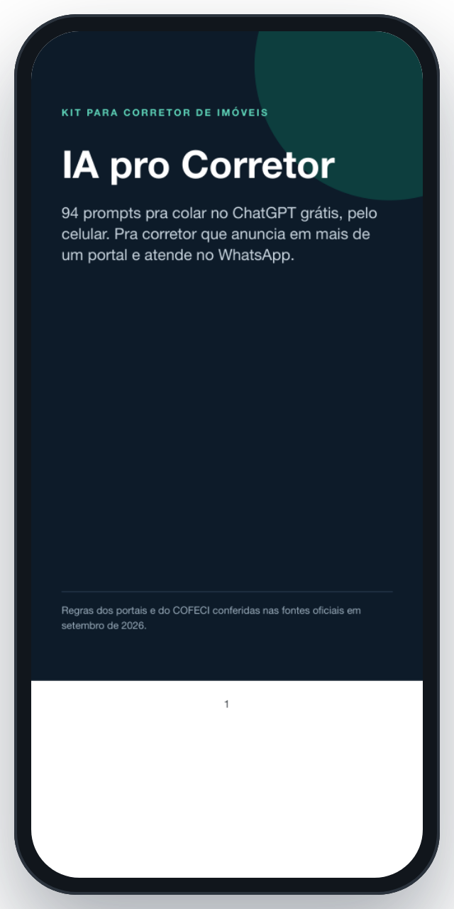 Capa do PDF IA pro Corretor aberta no celular