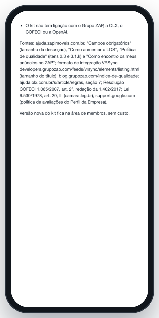 Lista de fontes no fim do PDF